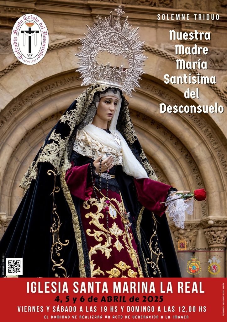 Cartel anunciador del Triduo a Nuestra Madre María Santísima del Desconsuelo en la iglesia de León