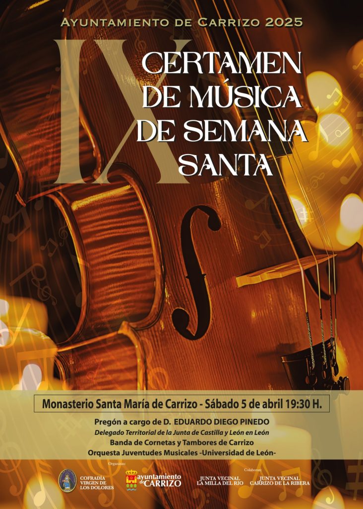 Cartel oficial del IX Certamen de Música de Semana Santa en Carrizo de la Ribera.
