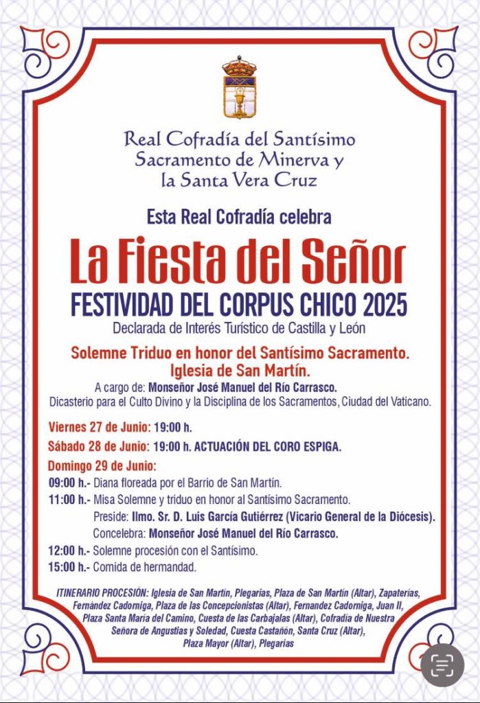La Real Cofradía de Minerva y Vera Cruz celebra el Corpus Chico 2025 con un solemne triduo en San Martín