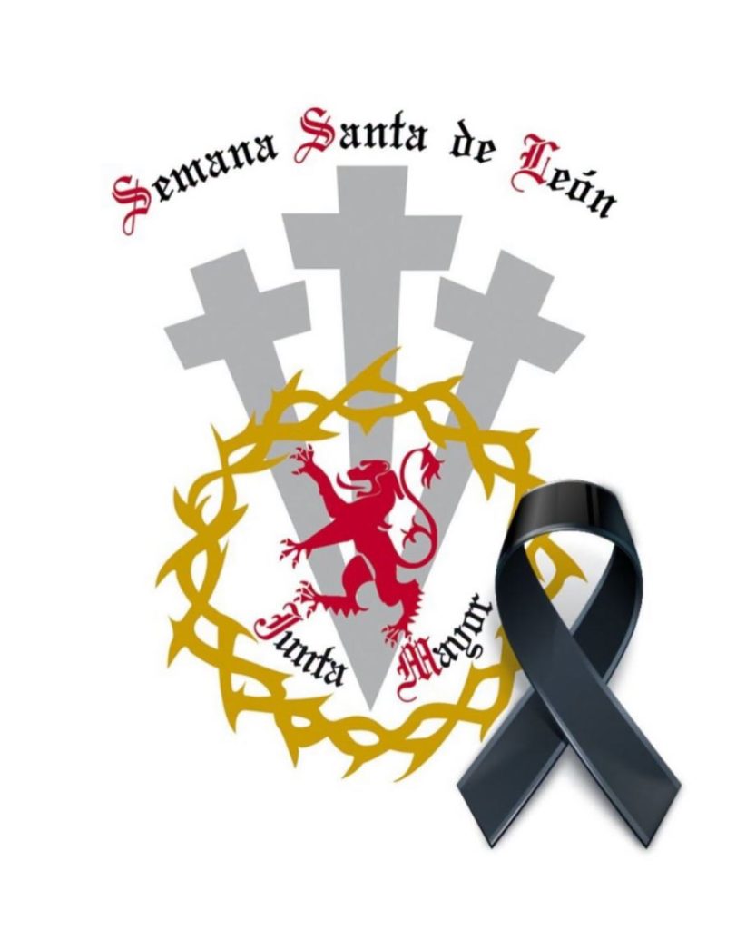 Emblema oficial de la Junta Mayor de León con un crespón negro en señal de luto por el accidente.